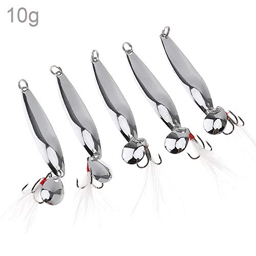5pcs Spoons Lures Fishing Kit - Metal Spinner Baits With Treble Hooks for Salmon Bass