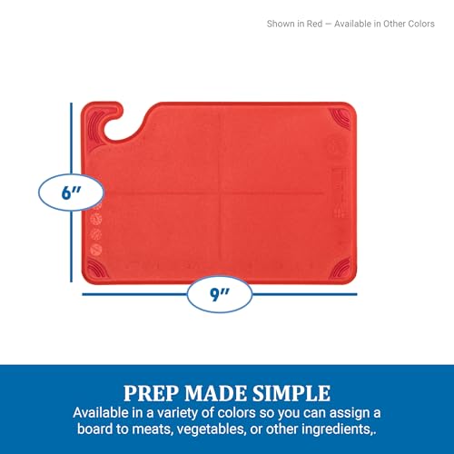 San Jamar Saf-T-Grip Plastic Cutting Board with Safety Hook, 6" x 9" x 0.375", Yellow - color: Yellow