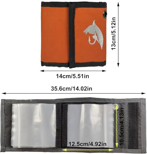 Aventik 10 Pockets Fishing Tackle Binder Fly Fishing Leader Tippet Line Wallet Leader Case Tippet Storage Fly Fishing Great for Pre-Tied Carp and Catfish Rigs - color: Orange