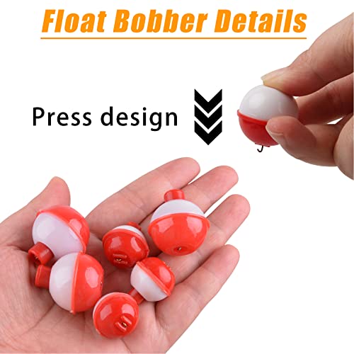 Fishing Bobbers Tackle Kit, 205pcs Basic Tackle Box Fishing Accessories Included Fish Hooks, Bobbers, Weights Sinkers, Swivel Snaps, Fishing Equipment Starter Kit for Trout Catfish Panfish