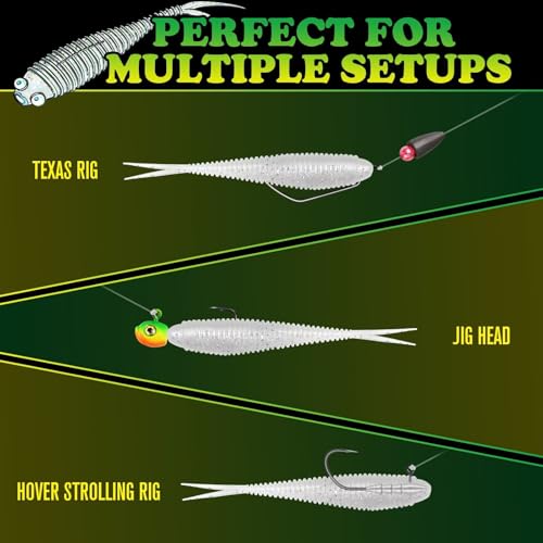 LUCKYFISHING Soft Plastic Baits 20PCS/30PCS/40PCS Forked Tail Fishing Soft Bait for Bass Walleye Trout Crappie Lures 3in/3.5in/4in - color: Pearl White, size: 4in-20pcs