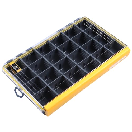 Tackle Box with Adjustable Dividers, Waterproof Fishing Lure Tackle Organizer Box for Hooks Baits, Rustproof Clear Lid Plastic Bait Box for Saltwater Freshwater Fishing Accessories (Yellow, L) - color: Yellow, size: L