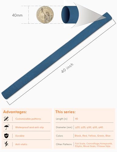 Accering Frosted Pattern Fishing Pole Grip Durable (φ40mm, Blue) - color: Blue, size: φ40mm, L3.28ft
