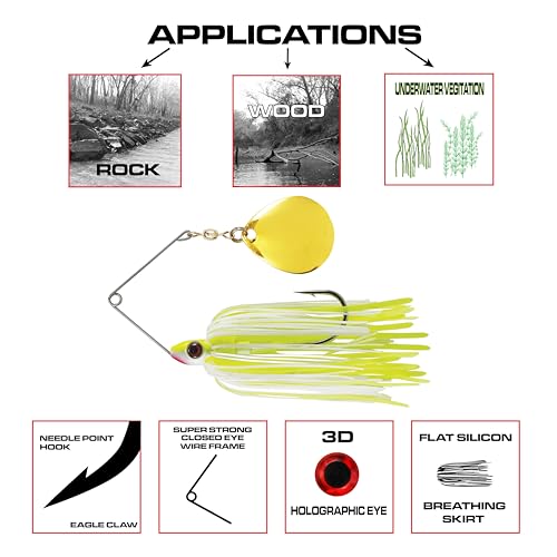 Luck E Strike Redman Spinner Bait by Jimmy Houston, 3/8 Ounce Colorado Spinnerbait - color: Chartreuse/White
