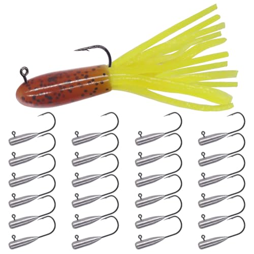 Tube Jig Heads for Crappie, Panfish, and Bass Fishing - 24 Pack - size: 1/64 oz