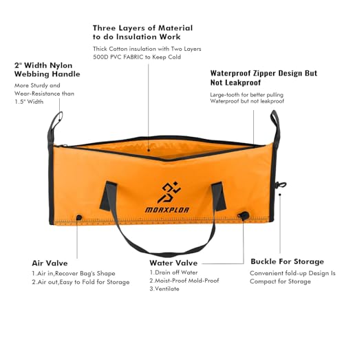 MORXPLOR Insulated Fish Cooler Bag for Fishing 41x17 47x17In 50x20In 60x24 72x30 80X40 Inches,Large Insulated Fish Kill Bag,Fishing Catch Bag Cooler with Water-resistant Zipper - color: 41inch Orange