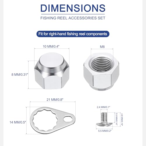 Fishing Reel Screw Nut Caps, Right Handle Knob Locking Plate Nut Replacement Parts - color: Silver, size: M8