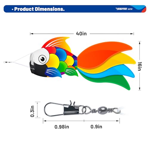 SGftre 40 Inch Heavy Duty Fish Windsock,Decorative Wind Sock for Outdoor Patio, Garden & Gazebo,Perfect for Easter, Valentine's Day & Independence Day Celebrations（Fish windsock - Colorful） - color: Fish windsock - colorful