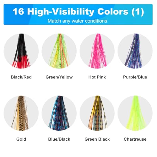 16 Colors Silicone Legs for Fly Tying, Pre-Sorted Silicone Skirt in Easy-Use Bundles for Jig Spinnerbait Fishing Lures Fly Tying Material