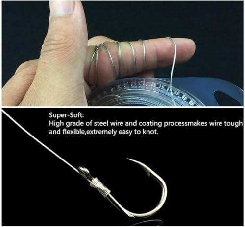 10LB-200LB Fishing line Wire Leader Vinyl Coated Stainless Steel Trace Lures Leader Wire 10 Meter,with 20pcs Crimps Sleeves,Black & Silver Select - size: 30LB
