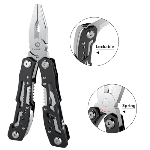 14-In-1 Multitool with Safety Locking, Professional Stainless Steel Multitool Pliers Pocket Knife, Bottle Opener, Screwdriver with Nylon Sheath ，Apply to Survival,Camping, Hunting and Hiking 1 Pcs