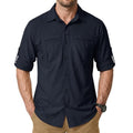 Men's Sun Protection Safari Fishing Shirts Long Sleeve UPF50+ UV Quick Dry Lightweight Cooling Hiking Travel - color: Blue, size: Large