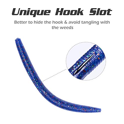 30/50/78/100Pcs Senko Worms Kit – 4"/5" Soft Plastic Fishing Lures with Salt Impregnation for Bass Fishing - color: Multi Colors A, size: 5 inch