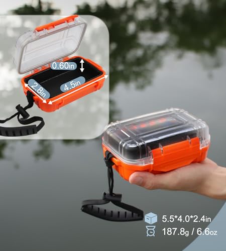 Small Waterproof Box Mini Dry Box Waterproof Container Watertight Storage Case Small Waterproof Boxes for Kayaking Boating Orange Drybox, 5.5" L x 4" W x 2.4" H