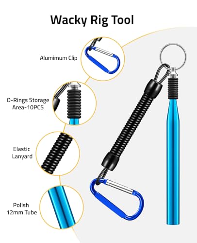 CVLIFE Wacky Worm Kit for Bass Fishing, 48PCS 5.5" Wacky Worm Lures, 100 O-Rings, Wacky Rig Tool, 30 Hooks and Tackle Box, 180PCS Soft Plastic Fishing Lure Kit