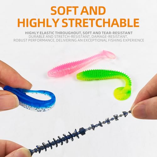 Fishing Soft Plastic Lures | Paddle Tail Swim Baits, Swim Baits for Bass Fishing, Paddle Tail, Crappie Lures - color: J-64PCS