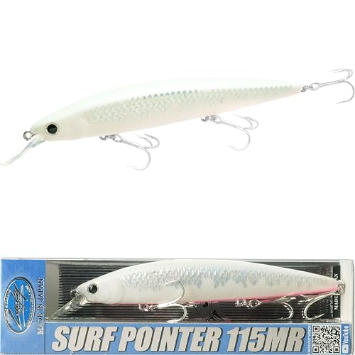 LUCKY CRAFT Surf Pointer 115MR Saltwater Fishing Lures for Halibut and Stripped Bass, Long Casting Jerkbait, Sinking Surf Fishing Gear, Fish Accessories for Tackle Box - color: 713 Super Glow MS Cherry Berry, size: One Size