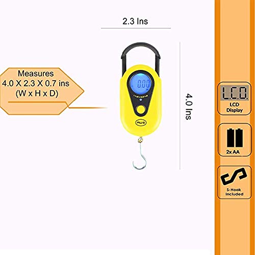 Industrial Precision Digital Hanging Scale, LCD Screen, Digital Weigh Scale Yellow, 11lb (AMW-SR-5) - American Weigh Scales