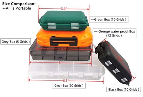 2x Small Hard Fishing Tackle Box Portable Case Hooks Lure Baits Storage Box Containers For Storing Swivels Jigs Hooks Sinker,12 Compartments (Orange (Waterproof)) - color: Orange (Waterproof)