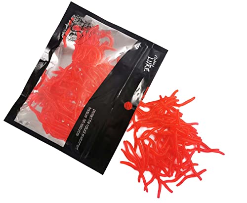 1.6in/3.3/3.9in Fishing Soft Lure Trout Worm Earthworm Bait Lifelike Fake Bloodworm Grub Worm Soft Fishing Lure Baits - color: Light red (200pcs/pack), size: 1.6inch