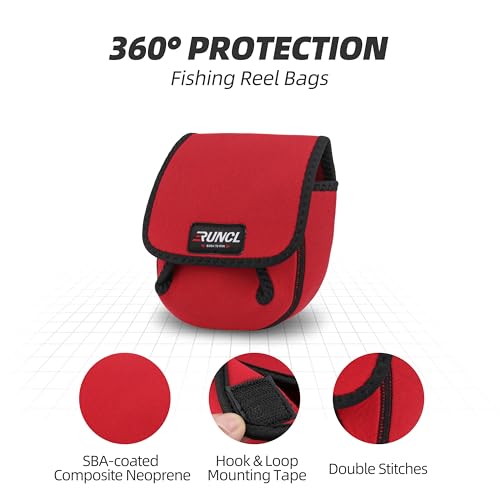 RUNCL Spinning Reel Bag – Protective Storage Pouch for Baitcasting Reels & Spinning Reels, Lightweight & Durable, Ideal for Freshwater & Saltwater Fishing Trips (Red & Black) - color: S-Red & Black