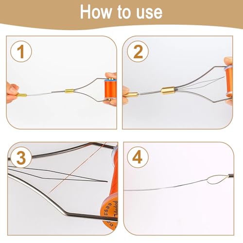 Fly Tying Bobbin, Stainless Steel Bobbin Threader with Ergonomic Handle, Durable Fly Tying Tools for Fly Fishing, DIY Flies, Worm Threader Fishing Tool 2PCS