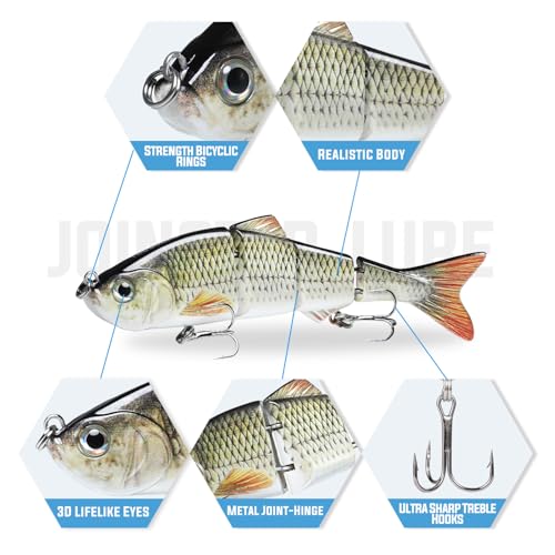 TRUSCEND Swimmax Easy Catch Fishing Lures with BKK Hooks, Wiggling, Vibrating, Rattling and Gurgling for More Bites, Heavy-Duty Dyneema Fiber Jointed Swimbaits for Bass, Trout, Crappie, Walleye, Pike - color: B3-6",1.4oz