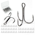 Fishing Treble Hooks High Carbon Steel Fishing Hooks Classic Round Bend Sharp Solid Triple Barbed Fish Hook Fishing Tackle - size: Size 16, Pack of 50