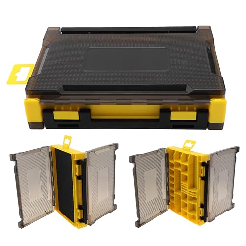 Fishing Accessories Storage Box, Double Sided Tackle Boxes Hook Organizer, Fishing Lure Case for Lure Bait Accessories (Yellow) - color: Yellow