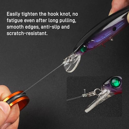 Fishing Lines Puller Ring, Lines Dragger Alloy Ring Shocked Absorption Hand Protecting Rings Assist Device for Leader Line and Hook Knots Adults Beginners Enthusiasts - color: Orange-2pcs