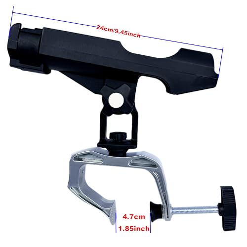 HiUmi Fishing Boat Rods Holder with Large Clamp Opening 360 Degree Adjustable Fishing Rod Racks Folding Holder - color: Rh20-2pack