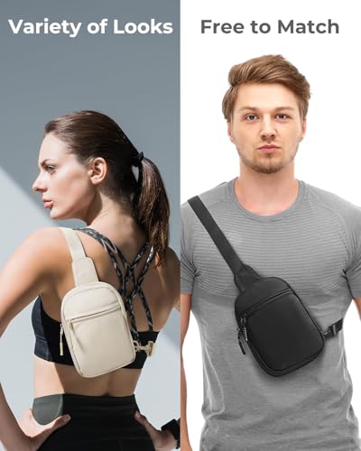 CHOLISS Small Sling Bag for Women and Men, Crossbody Bags Trendy Fanny Packs Chest Bag with Extended Strap - color: A01 Black