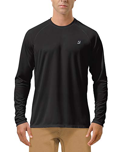 Roadbox Mens UPF 50+ UV Sun Protection Shirts Outdoor Long Sleeve SPF Rash Guard for Fishing Hiking Swimming Running - color: 1 Pack - Black, size: Small