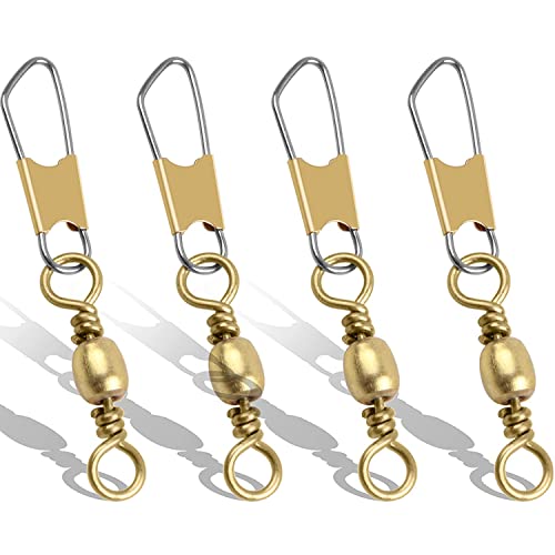 Fishing Barrel Swivels Snaps, 100pcs Snap Swivels Fishing Tackle Leader Line Lure Connector Accessories High Strength Solid Rings for Saltwater Freshwater, Black/Gold - color: GOLD, size: #10-100pcs