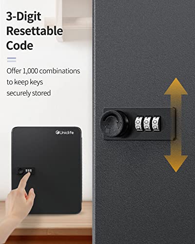 Uniclife 100 Position Key Cabinet with Combination Lock Resettable Black Digital Security Storage Box Steel Key Organizer with Colorful Key Tag Labels Stickers and Hooks - color: Black, size: 100 Keys