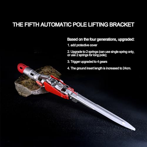 Fishing Rod Holder 2 Spring Automatic Full Adjustable Folding Stainless Steel Automatic Spring Fishing Rod Holder for Ground Support Brackets, Adjustable Sensitivity & Folding Fish Pole Rack
