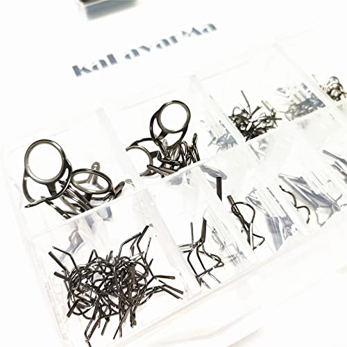 Kalavarma Fly Fishing Rod Repair Guide Kit Classic Fly Rod Wire Loop Fly Tops Sliver,Black,Gun Smoke Color - color: Grey