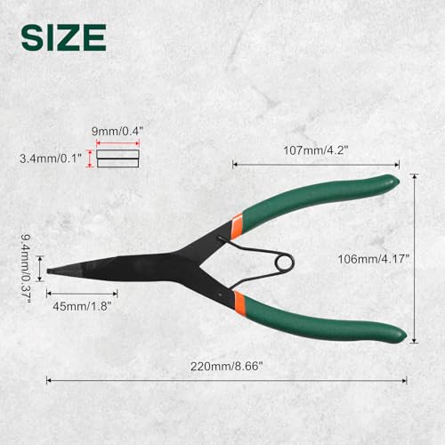 SPEEDWOX 9 inch Angle Tip Lock Ring Pliers for Transmission, Special Circlip Plier with Hole Angle Tip Retaining Ring Pliers Flat Nose Retaining Ring Pliers with Black Oxide Finish Ring Opening - style: 9"