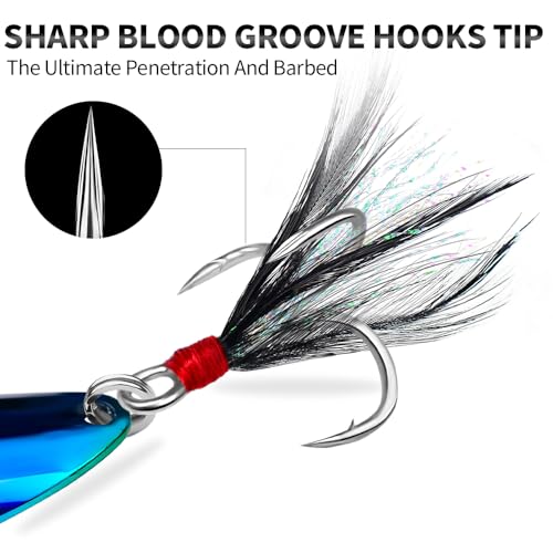 PROBEROS Fishing Spoons Lures Bass Baits Jigging Bait Tackle with Treble Hooks Hard Metal Spoon Fishing Lure Weight Pick 10 Pcs/Pack Silver Gold - color: 10PCS Neon, size: 18G-0.63OZ