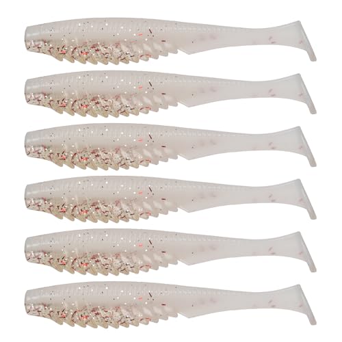 6th Sense – Party Paddle 4.3" – Saltwater Swimbait – Inshore Fishing – Redfish/Trout/Snook – Paddle Tail Soft Plastic - color: Spanish Bone