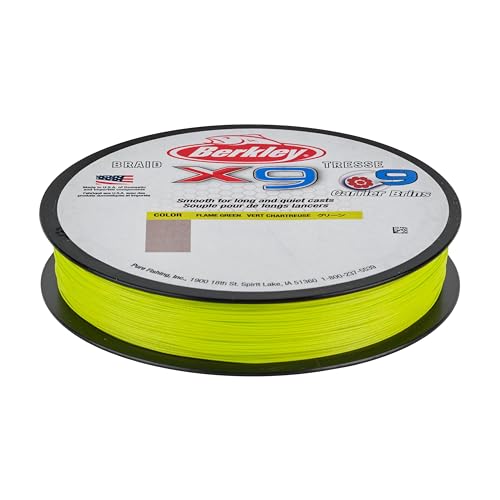 Berkley x9 Braid Fishing Line - color: Flame Green, size: 164yd, style: 6lb Test