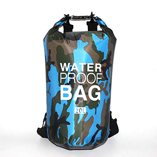 Waterproof Dry Bag 2L/5L/10L/15L/20L/30L, Roll Top Sack Keeps Gear Dry for Kayaking, Rafting, Boating, Swimming, Camping, Hiking, Beach, Fishing with Free Waterproof Phone Case - color: Light Blue, size: 20L