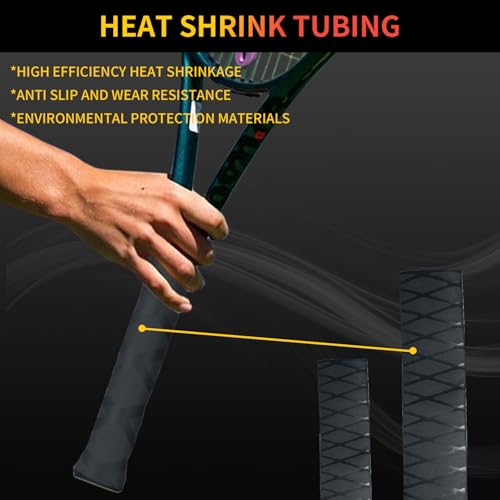 Heat Shrink Tubing for Grip Handle, 3.2 Feet Long, 15-45mm Size Range, Non-Slip Waterproof Insulation Wrap, Durable Repair for Fishing Rod, Tennis Racket, Tools (Black, 25mm) - color: Black, size: 25