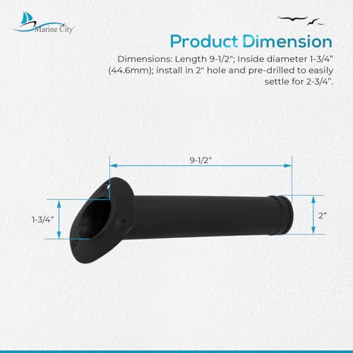 MARINE CITY Flush Mount Fishing Rod Holder 30 Degree Polypropylene, Durable, Lightweight, Easy Access for Fishing, Fits 2" Hole, Ideal for Kayaks, Boats and Yachts - color: Black, style: 2 Pcs