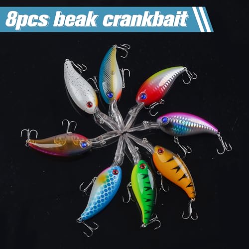 Fishing Lures Kit Crankbait Minnow Jerkbaits Popper Lures Shadllow Deep Diving Swimbaits Pencil Walleye Lures Artificial Hard Fishing Baits for Bass Trout Redfish Saltwater Freshwater - color: Crankbaits-8pcs