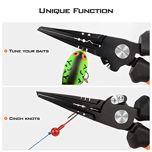 KastKing Speed Demon Pro Fishing Pliers, 420 Stainless Steel, Fishing Tools, Saltwater Resistant Fishing Gear, Tungsten Carbide Cutters, Corrosion Resistant Coating, SuperPolymer Grip Handles - color: B: 8.5'' Split Ring Nose
