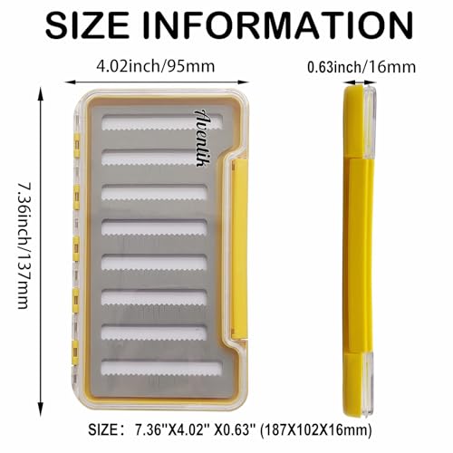 2PC-Aventik Waterproof Fly Fishing Boxes Super Slim Clear Lid Multi Magnetic Compartments Fishing Tackle Storage Trags 7.36"X4.02"X0.63" (H046A) - style: H046A