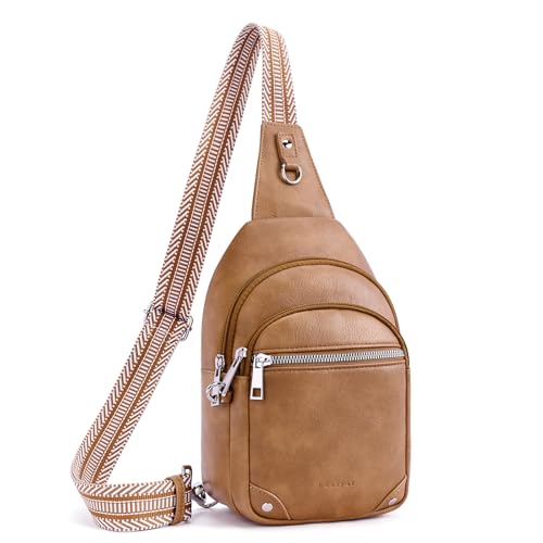Anti Theft Crossbody Bags for Women Travel Chest Sling Bag Leather RFID Purse Fanny Pack Camel - color: camelbrown
