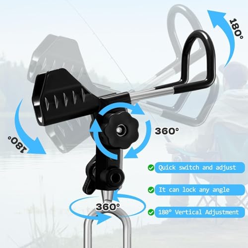 Fishing Rod Holder for Ground, 2/4pcs Fishing Pole Holders for Ground, Bank Fishing Rod Holder with 360° Adjustable Extra Long Drill Stake Rod Stand for Catfish, Beach, Shore and Mud, Men's Gift - color: Black -2 Pack