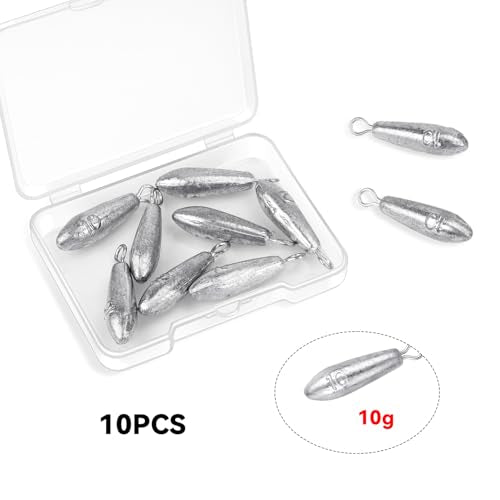 10 Pack Drop Shot Fishing Weights Kit, Drop Shot Weights, Fishing Bottom Sinkers Lead Weight for Bass Fishing Lures or Other Fish - style: 10 G / 0.35 Oz
